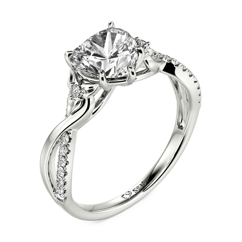 Jeulia Custom Heart Promise Ring with Leaves Design Twist Band