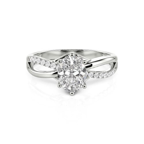Jeulia Custom Twisted Oval Engagement Ring Sterling Silver