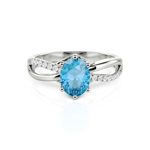 Jeulia Custom Twisted Oval Engagement Ring Sterling Silver