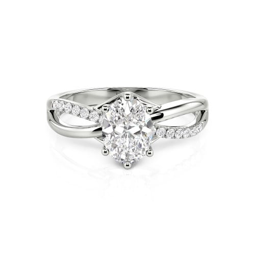Jeulia Custom Twisted Oval Engagement Ring Sterling Silver