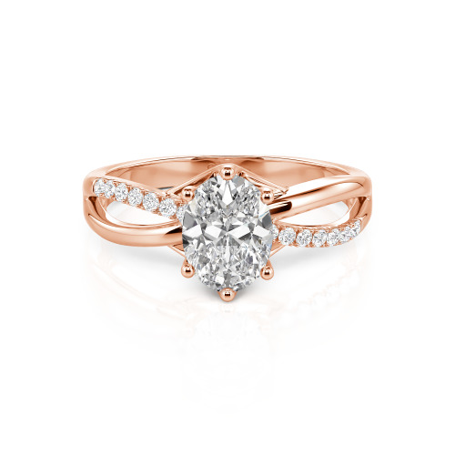 Jeulia Custom Twisted Oval Engagement Ring Sterling Silver