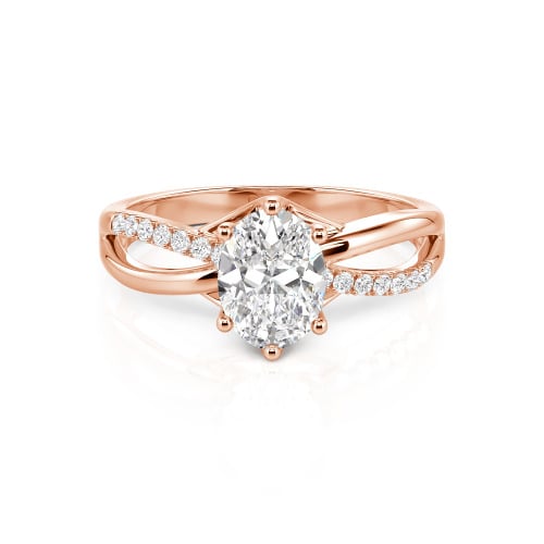 Jeulia Custom Twisted Oval Engagement Ring Sterling Silver