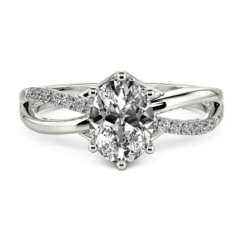 Jeulia Anillo de Compromiso Ovalado Torcido Personalizado en Plata de Ley