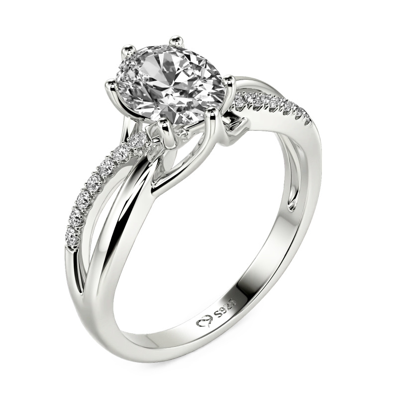 Jeulia Bague de Fiançailles Ovale Tordu Personnalisée en Argent Sterling