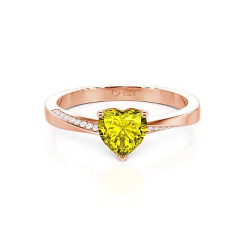 Jeulia Custom Heart Promise Ring with Leaves Design Twist Band
