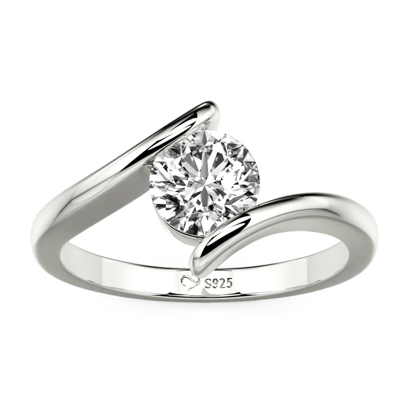 Jeulia Anillo Solitario Corte Redondo Personalizado Cruzado Sencillo