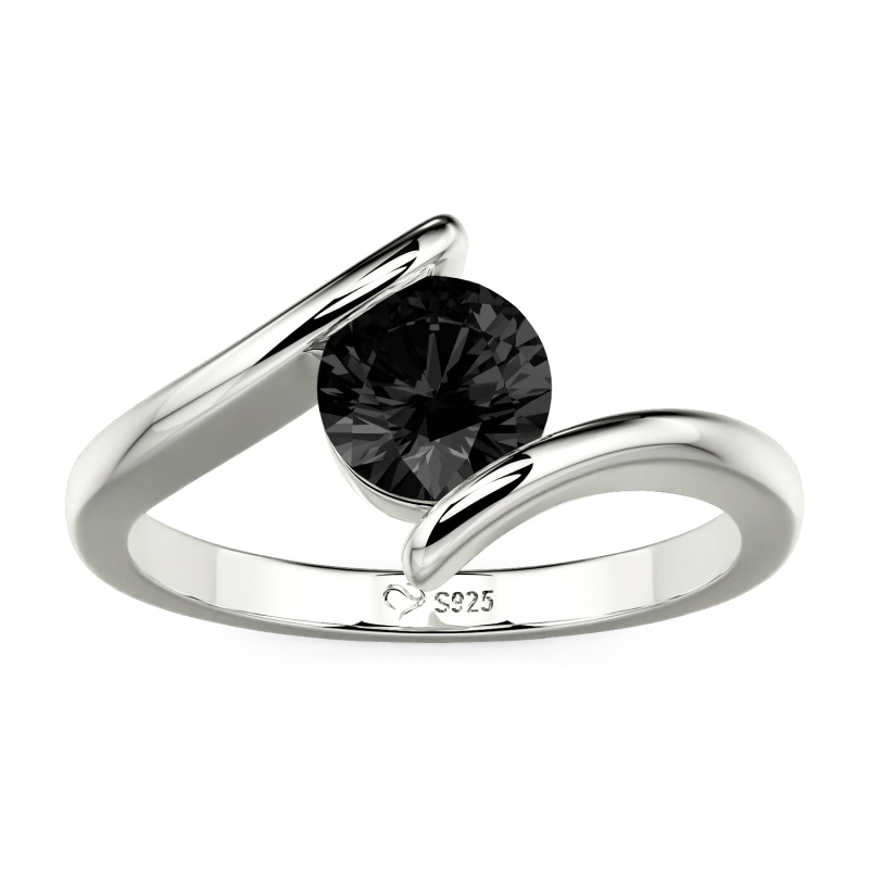 Jeulia Anillo Solitario Corte Redondo Personalizado Cruzado Sencillo