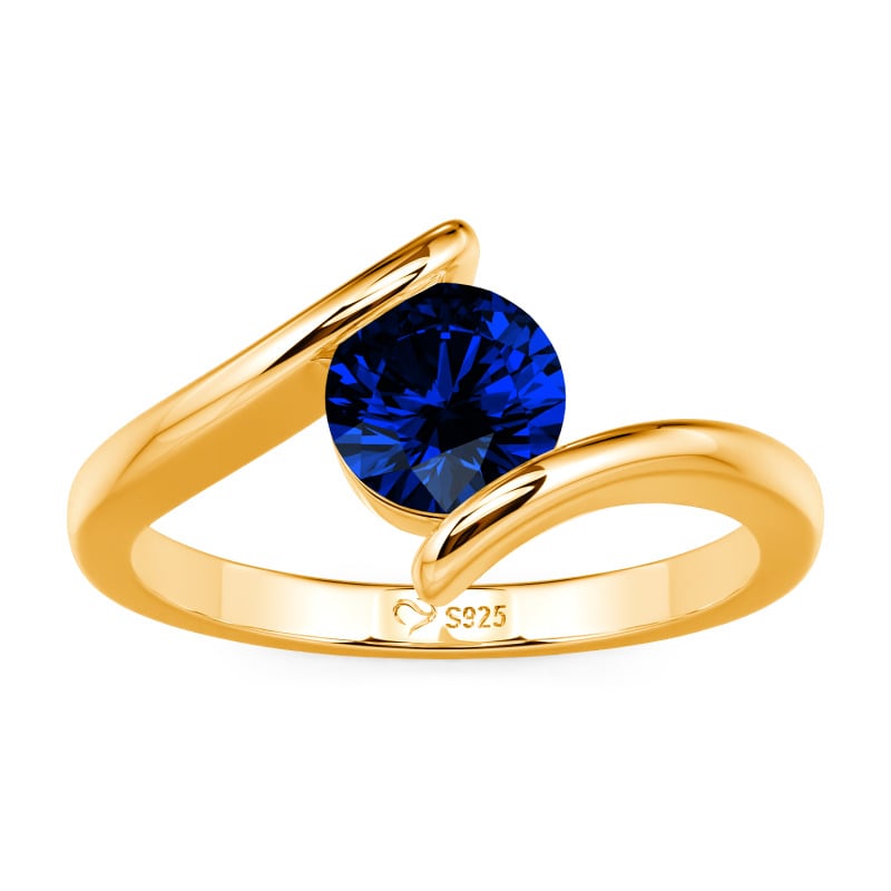 Jeulia Semplice Anello Solitario Tondo Personalizzato con Design Bypass