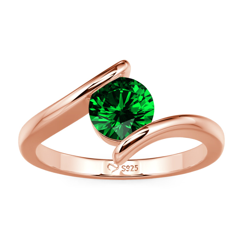 Jeulia Anillo Solitario Corte Redondo Personalizado Cruzado Sencillo