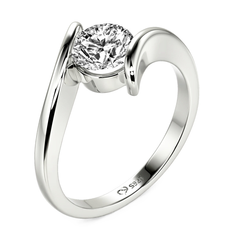 Jeulia Anillo Solitario Corte Redondo Personalizado Cruzado Sencillo