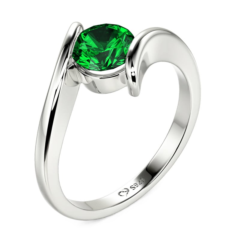 Jeulia Simple Bypass Custom Round Solitaire Ring