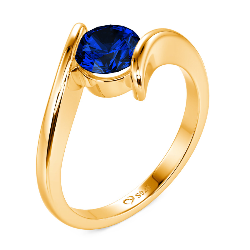 Jeulia Semplice Anello Solitario Tondo Personalizzato con Design Bypass