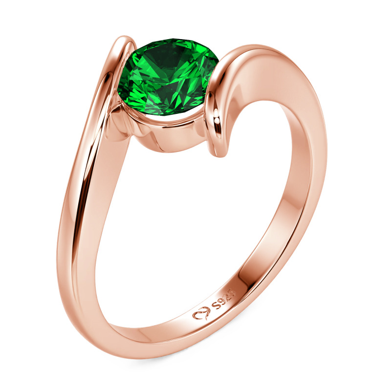 Jeulia Anillo Solitario Corte Redondo Personalizado Cruzado Sencillo