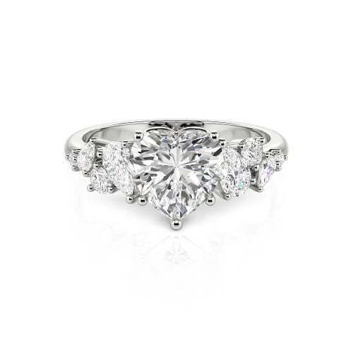 Jeulia Galactic Custom Heart Engagement Ring Sterling Silver