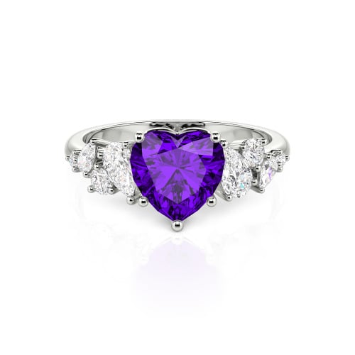 Jeulia Galactic Custom Heart Engagement Ring Sterling Silver