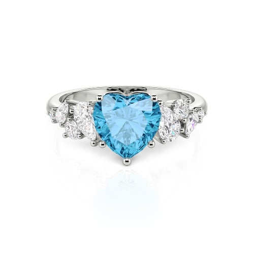 Jeulia Galactic Custom Heart Engagement Ring Sterling Silver