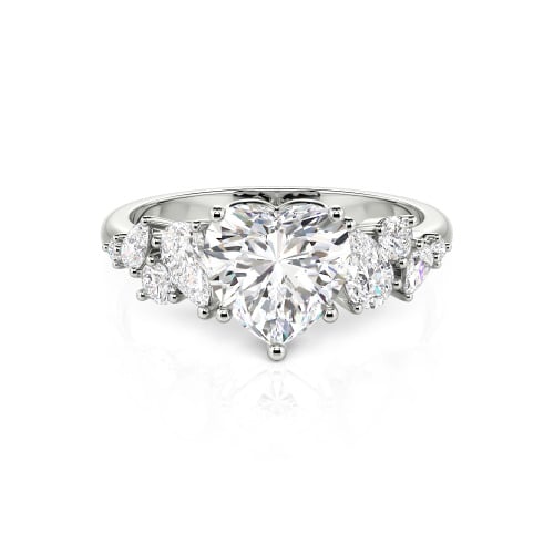 Jeulia Galactic Custom Heart Engagement Ring Sterling Silver