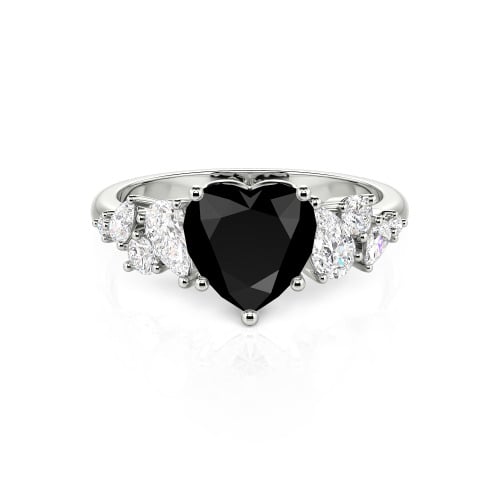 Jeulia Galactic Custom Heart Engagement Ring Sterling Silver