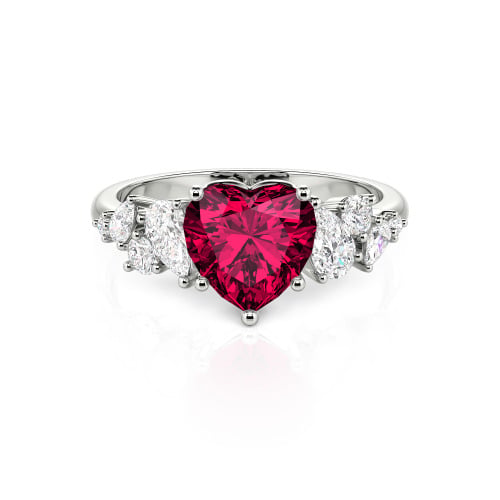 Jeulia Galactic Custom Heart Engagement Ring Sterling Silver