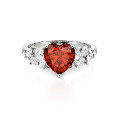 Jeulia Galactic Custom Heart Engagement Ring Sterling Silver
