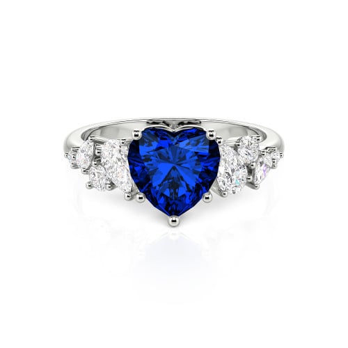 Jeulia Galactic Custom Heart Engagement Ring Sterling Silver