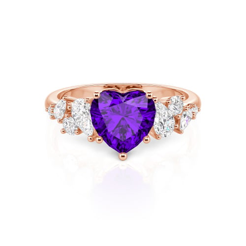 Jeulia Galactic Custom Heart Engagement Ring Sterling Silver