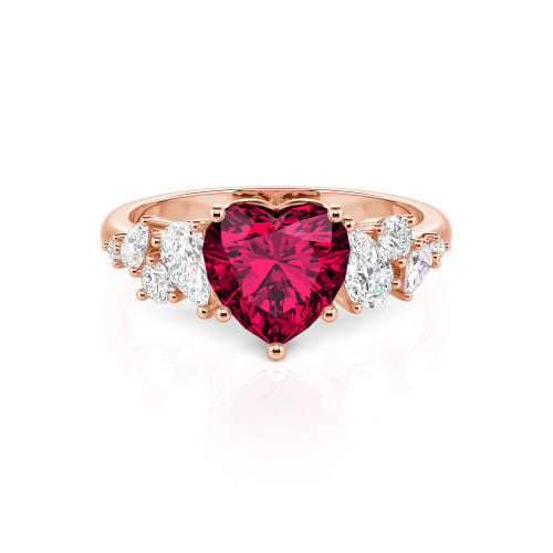 Jeulia Galactic Custom Heart Engagement Ring Sterling Silver