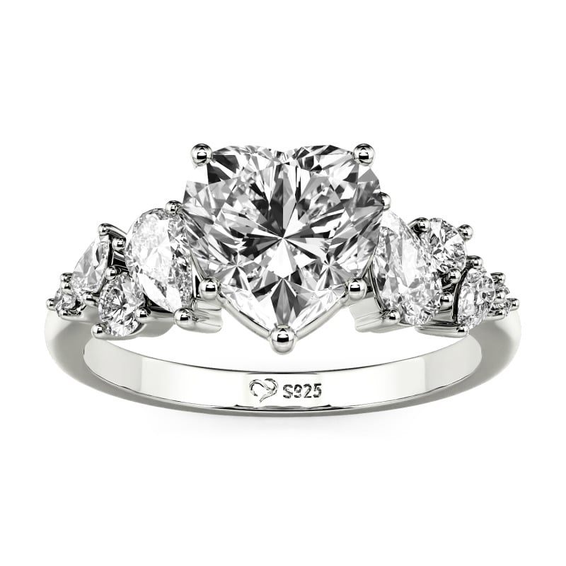 Jeulia Galactic Custom Heart Engagement Ring Sterling Silver