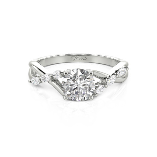 Jeulia Custom Engagement Ring with Twist Band Round Cut