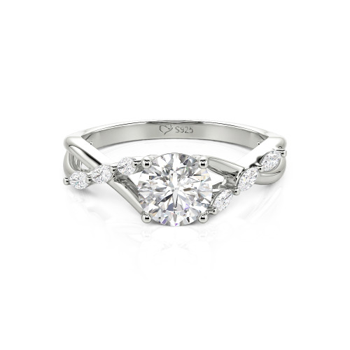 Jeulia Custom Engagement Ring with Twist Band Round Cut