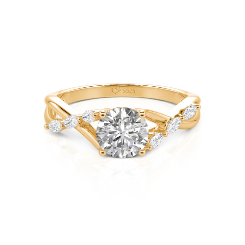 Jeulia Custom Engagement Ring with Twist Band Round Cut