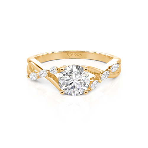 Jeulia Custom Engagement Ring with Twist Band Round Cut