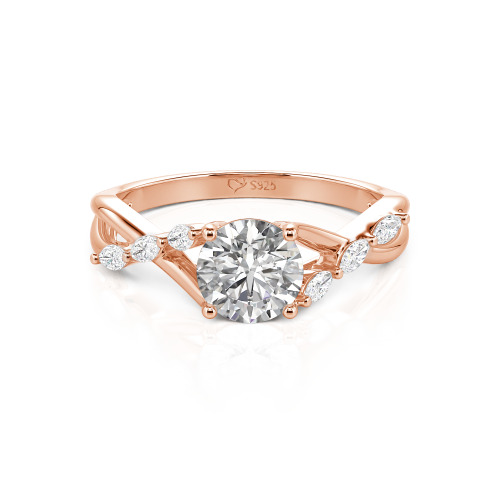 Jeulia Custom Engagement Ring with Twist Band Round Cut