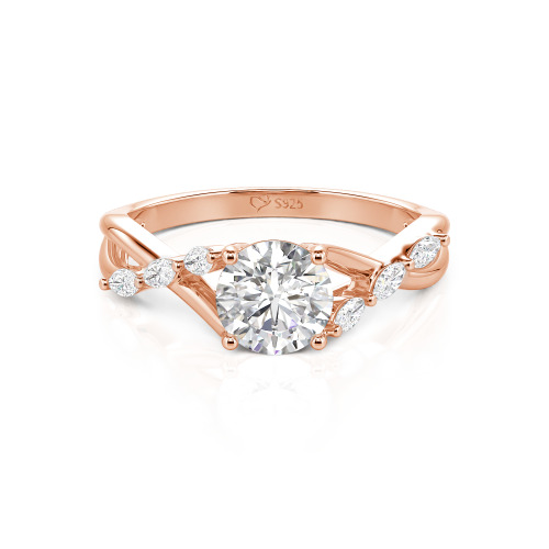 Jeulia Custom Engagement Ring with Twist Band Round Cut