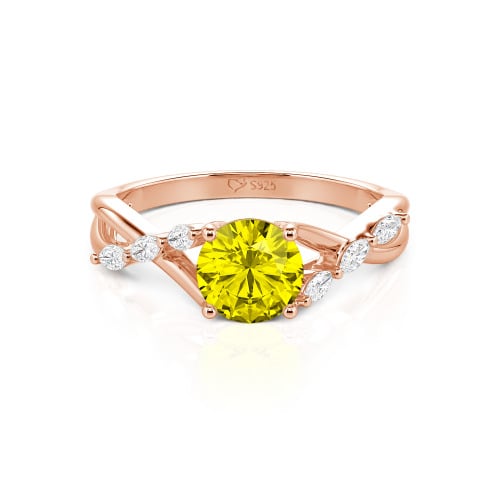 Jeulia Custom Engagement Ring with Twist Band Round Cut