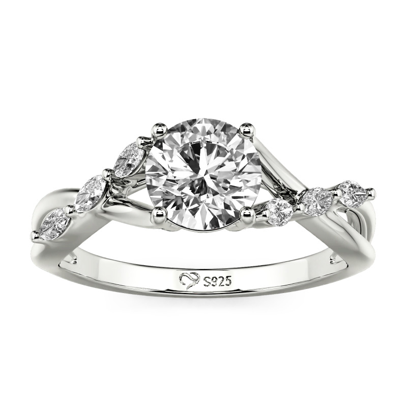 Jeulia Custom Engagement Ring with Twist Band Round Cut