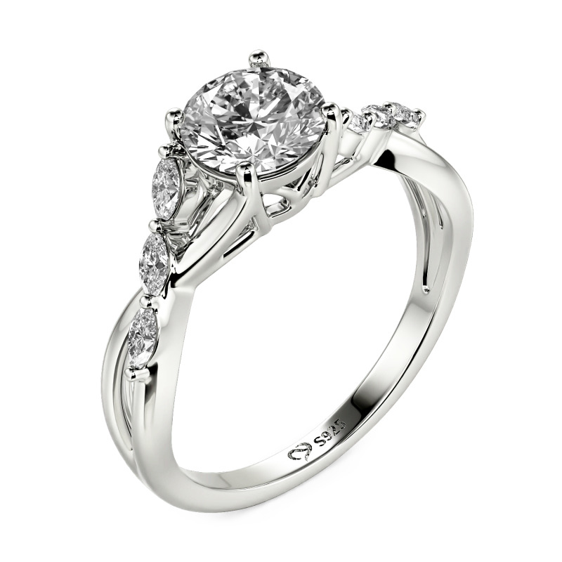 Jeulia Custom Engagement Ring with Twist Band Round Cut