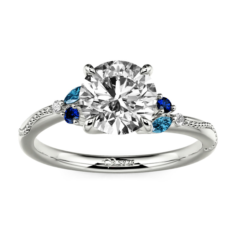 Jeulia Leaves Design Custom Engagement Cluster Ring Milgrain