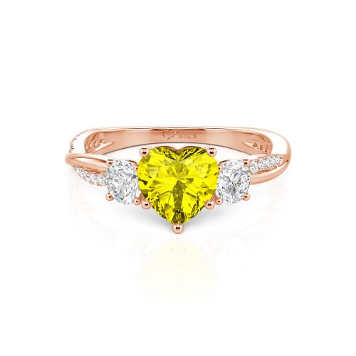 Jeulia Custom Heart Cut Twist Three Stone Engagement Ring
