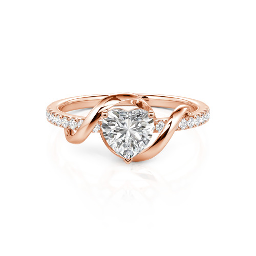 Jeulia Amore Two Tone Twist Custom Heart Engagement Ring
