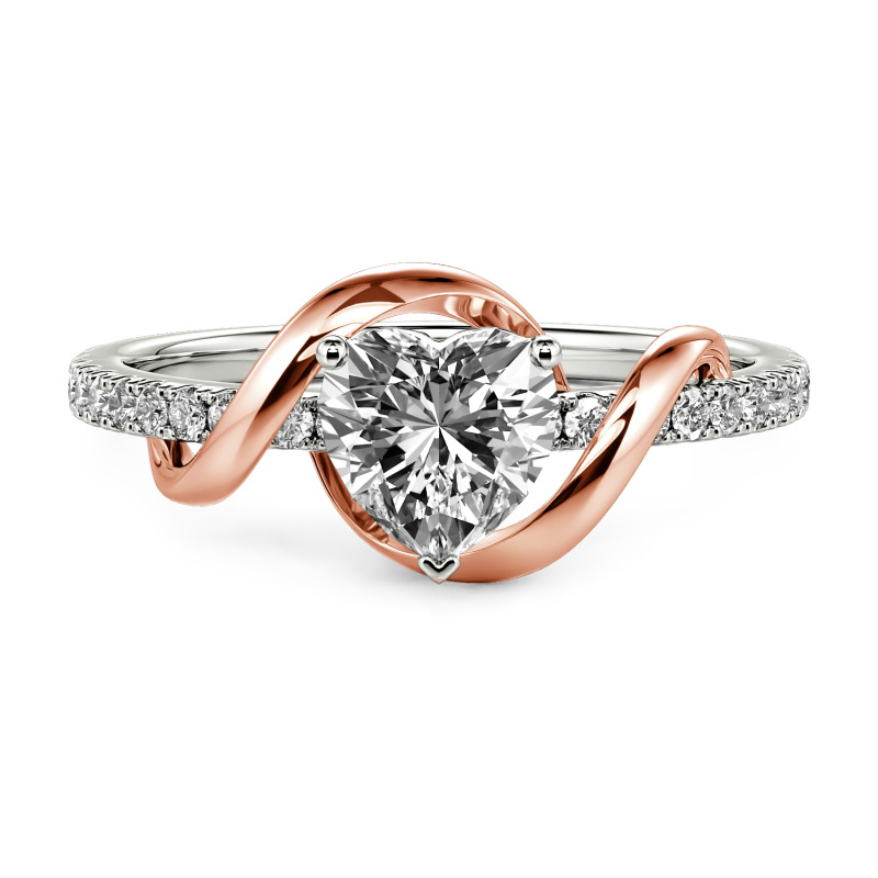 Jeulia Amore Two Tone Twist Custom Heart Engagement Ring