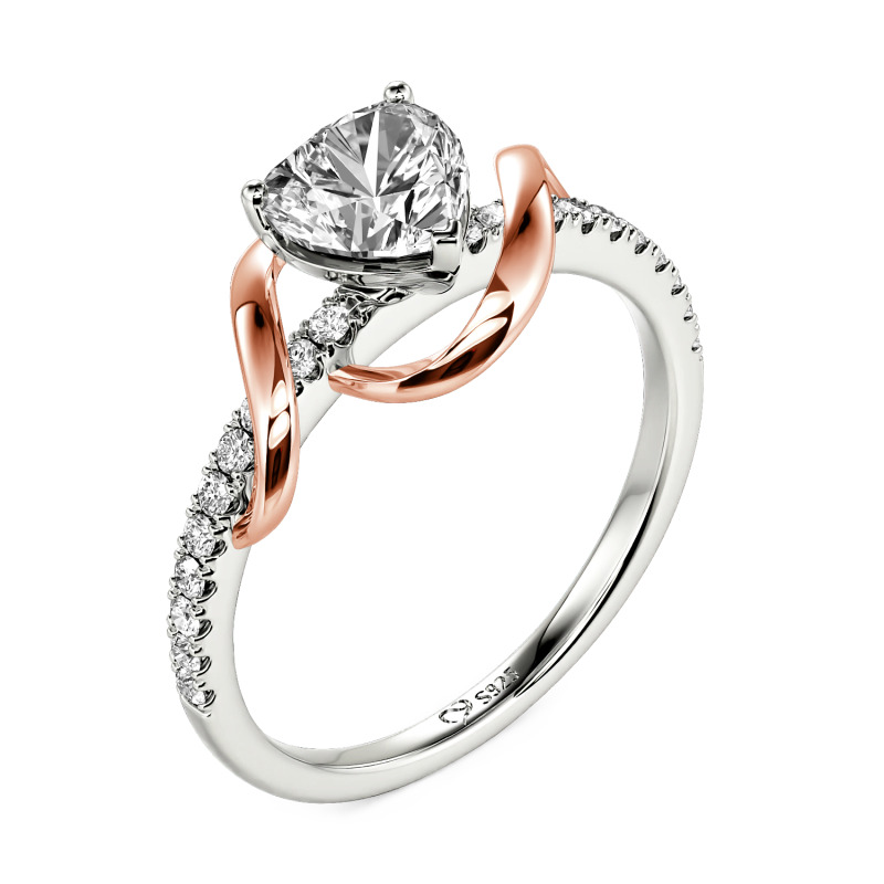 Jeulia Amore Two Tone Twist Custom Heart Engagement Ring