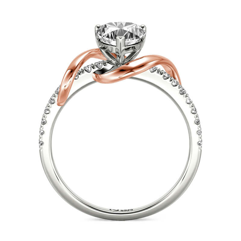 Jeulia Amore Two Tone Twist Custom Heart Engagement Ring