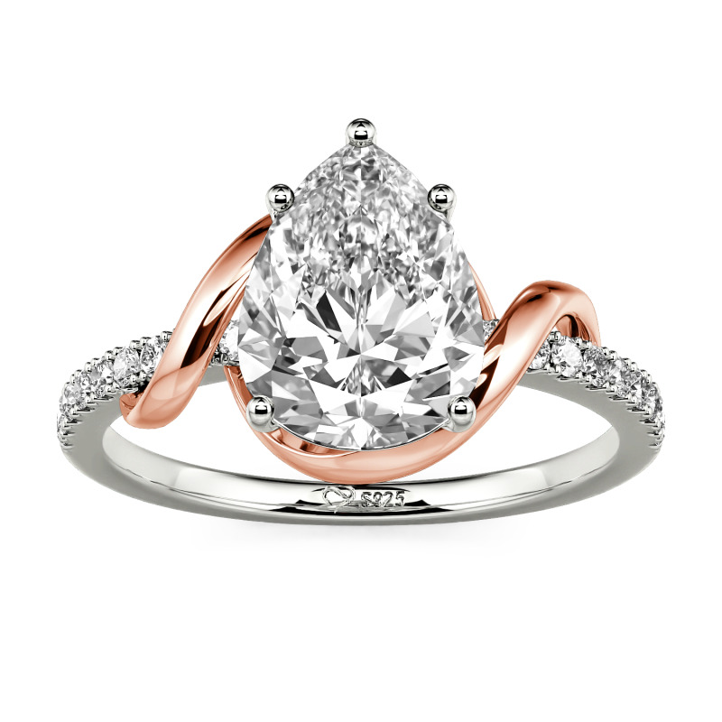 Jeulia Amore Custom Engagement Ring Two Tone Pear Cut