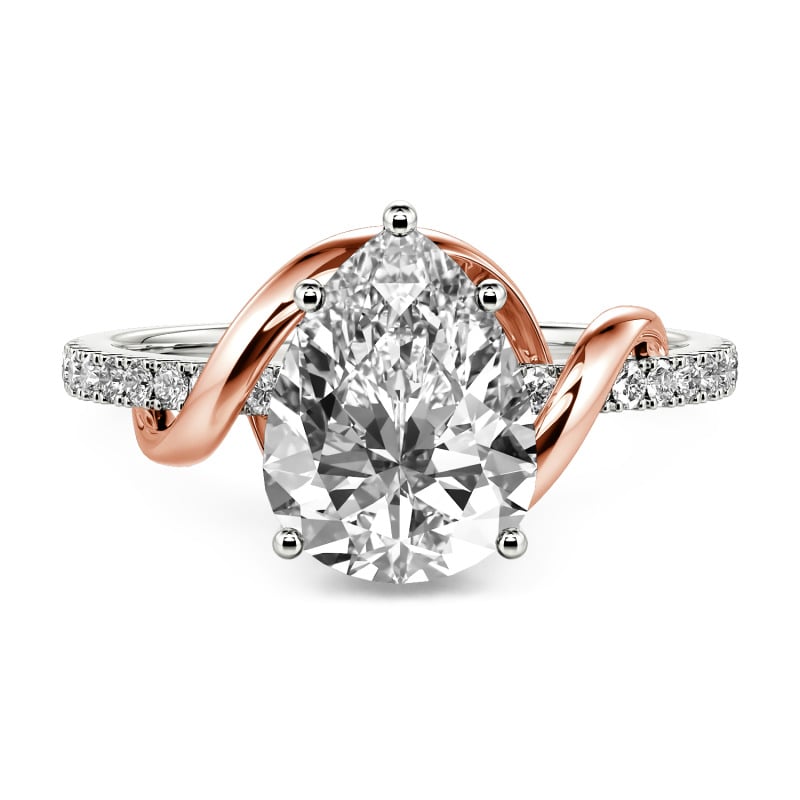 Jeulia Amore Custom Engagement Ring Two Tone Pear Cut