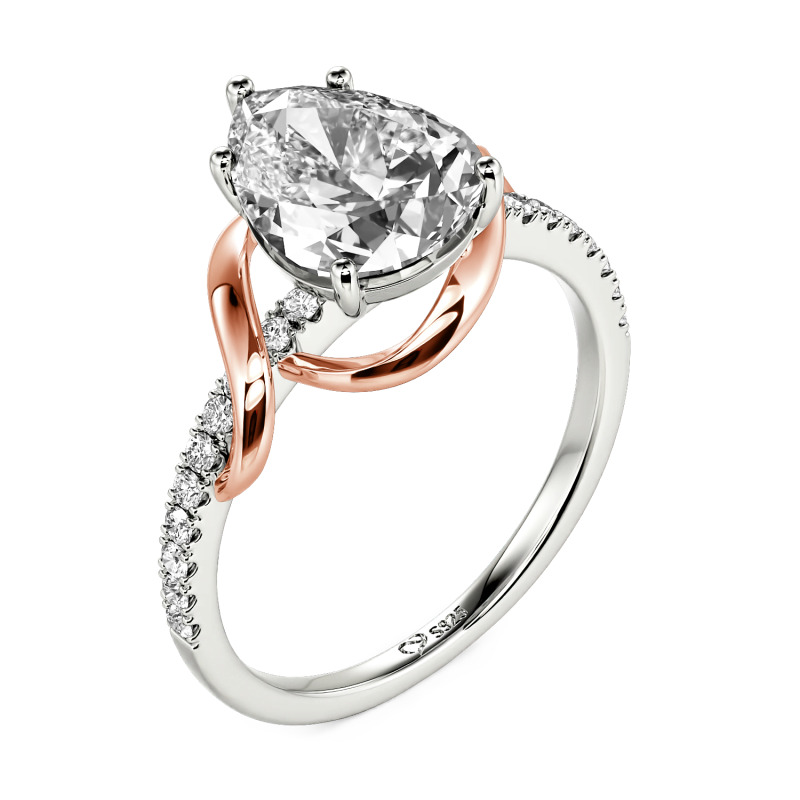 Jeulia Amore Custom Engagement Ring Two Tone Pear Cut