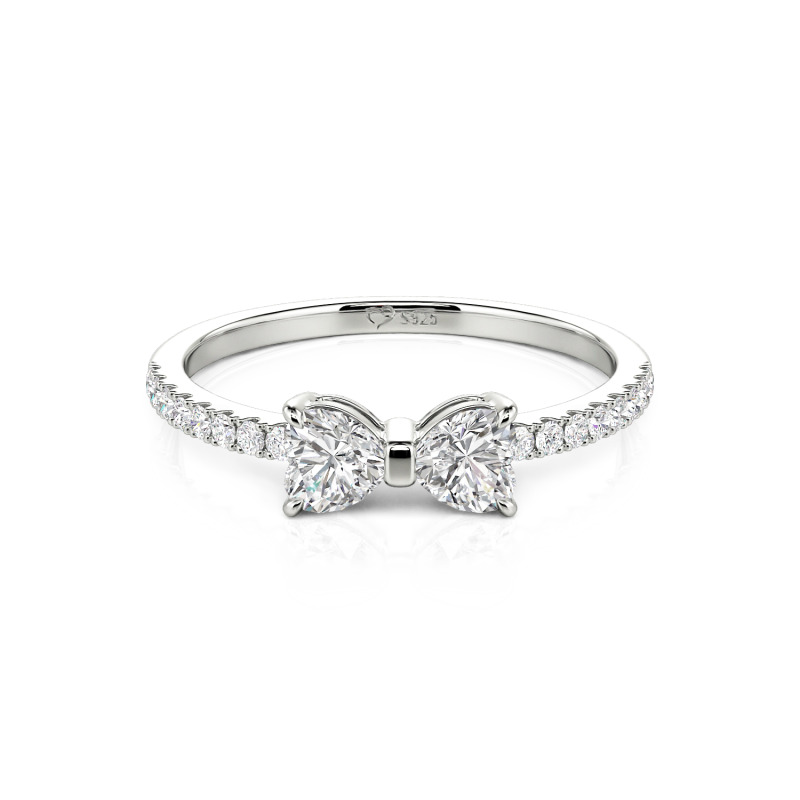 Jeulia Simple Custom Bowknot Promise Ring with Half Eternity