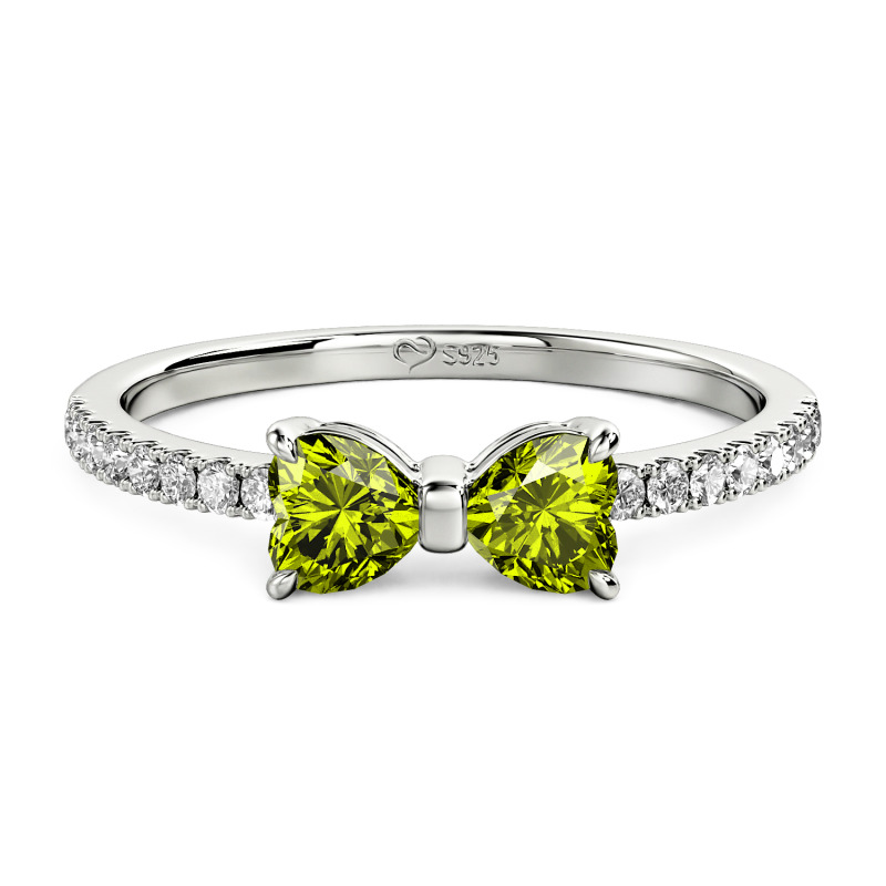 Jeulia Simple Custom Bowknot Promise Ring with Half Eternity
