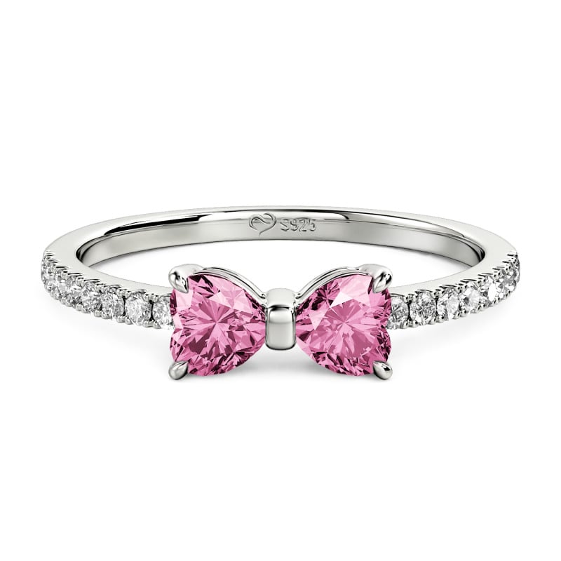 Jeulia Simple Custom Bowknot Promise Ring with Half Eternity