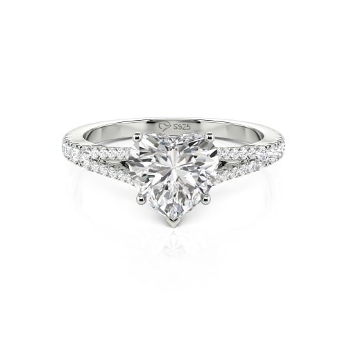 Jeulia Custom Heart Engagement Ring Sterling Silver